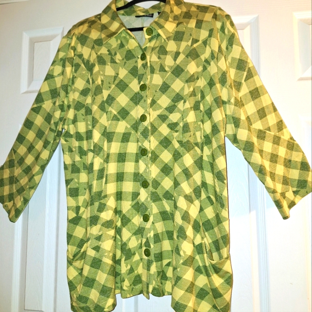Attitude by Renee Green Plaid Shirt-Jacket